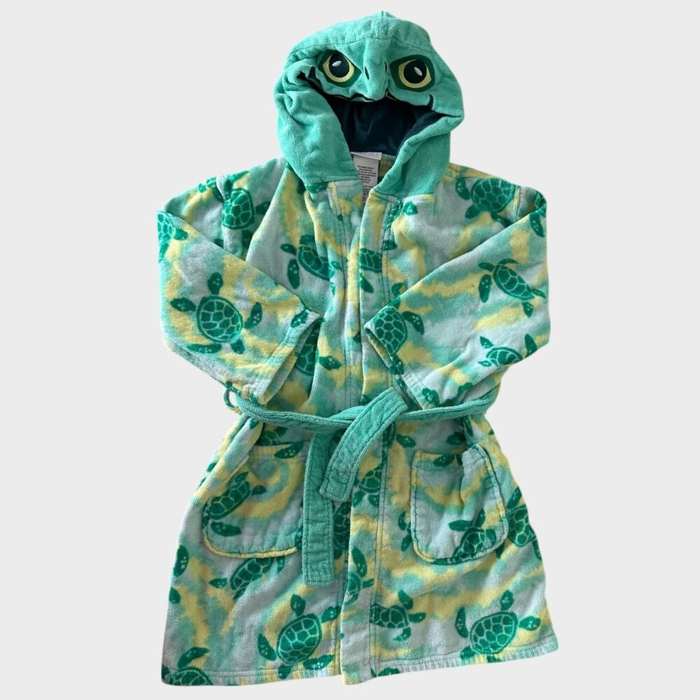 Saint Eve Swim Small 7/8 Green Turtle Print Bathrobe Robe Swim Cover Up - Picture 2 of 9